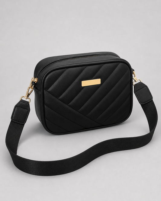 Women's Small Leather Handbag with Zipper and Shoulder Strap